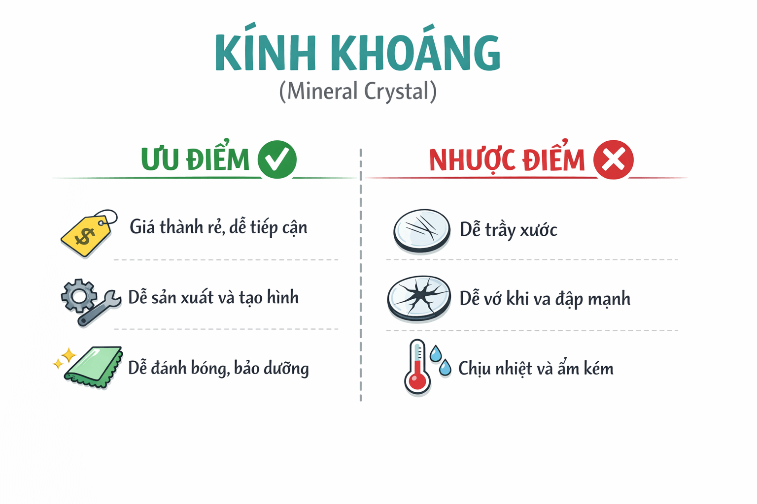 ƯU VÀ NHƯỢC ĐIỂM CỦA KÍNH KHOÁNG 